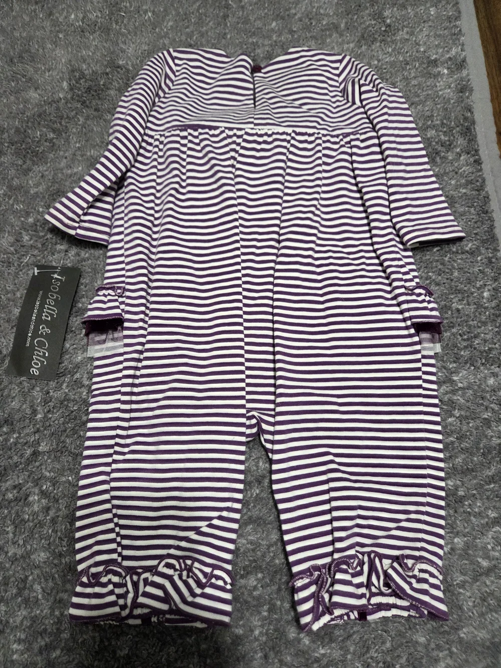 Striped Purple and White Ruffle One-Piece Set for Kids